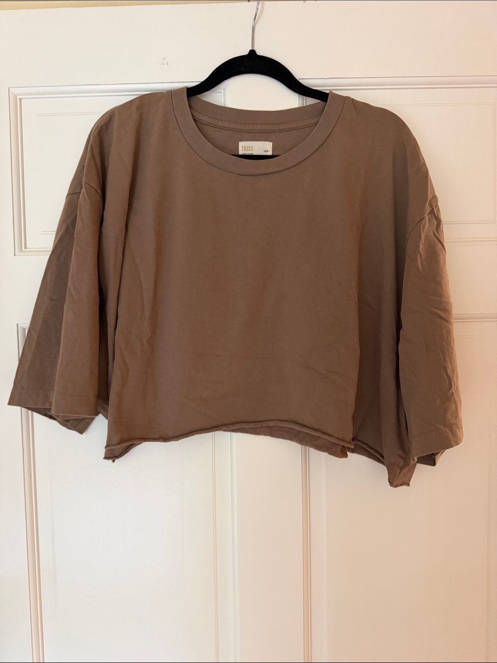 TKEES- Taupe Cropped Boxy (oversized) Tee